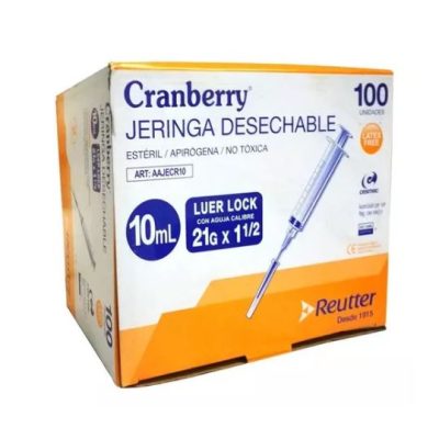 Jeringa 10ml Luer Lock con Aguja 21G Cranberry